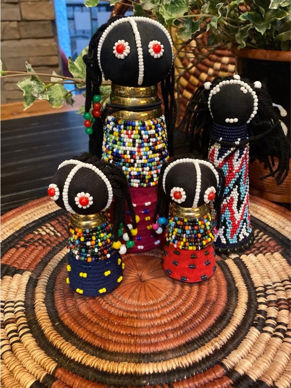 4 African Zulu ceremonial dolls
